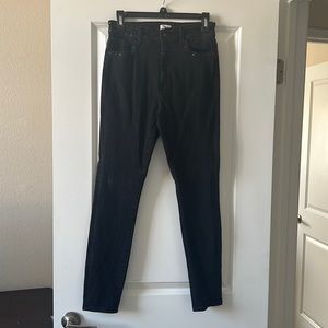 High Rize Stretch Denim Ankle Jeans with Stud accent